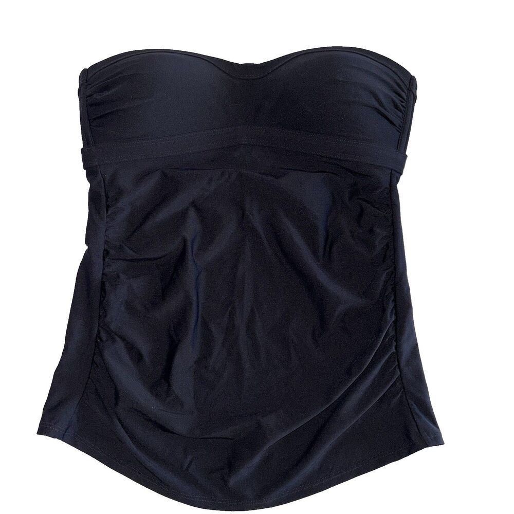 Athleta Black Strapless Bandeau Tankini Swim Top Size Small Tall